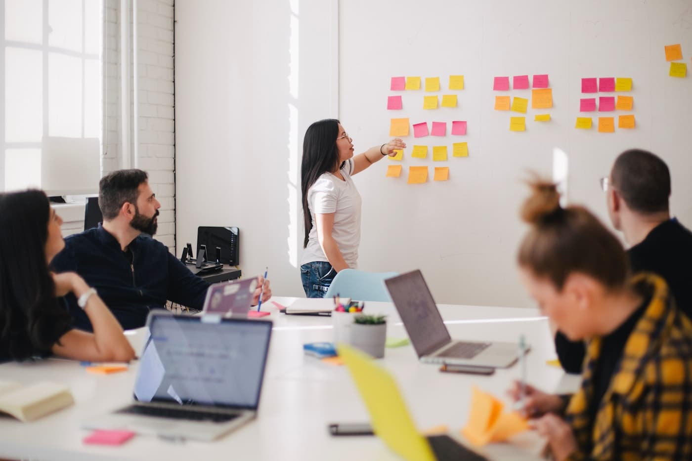 Business team collaborating around a table
