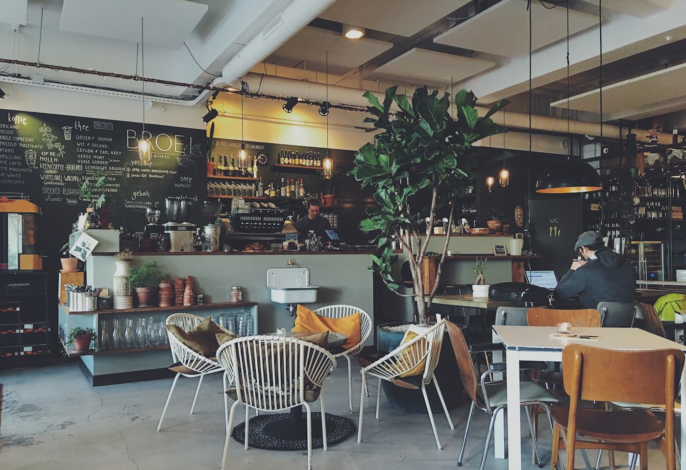 Vibrant and busy cafe interior in Mumbai